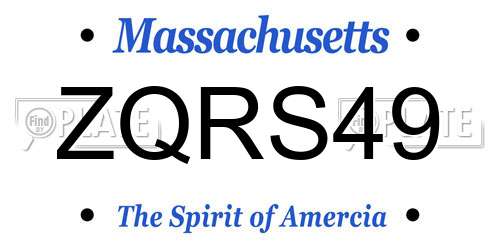 ZQRS49 Massachusetts License Plate