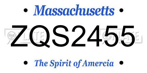 ZQS2455 Massachusetts License Plate