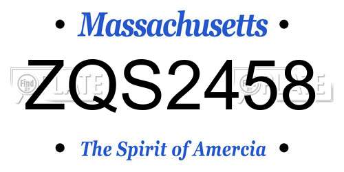 ZQS2458 Massachusetts License Plate