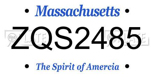ZQS2485 Massachusetts License Plate