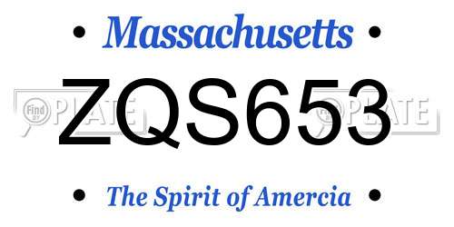 ZQS653 Massachusetts License Plate