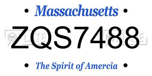 ZQS7488 Massachusetts License Plate