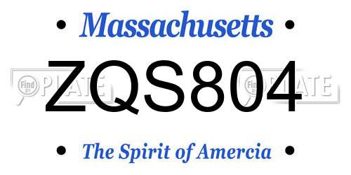 ZQS804 Massachusetts License Plate