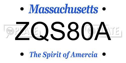 ZQS80A Massachusetts License Plate