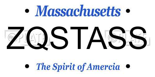 ZQSTASS Massachusetts License Plate