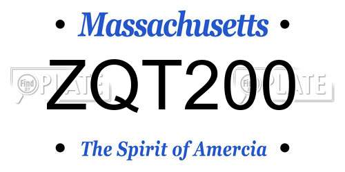ZQT200 Massachusetts License Plate