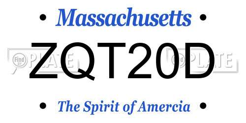 ZQT20D Massachusetts License Plate