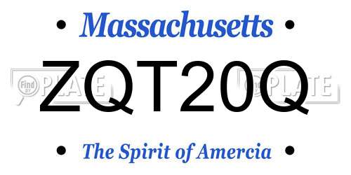 ZQT20Q Massachusetts License Plate