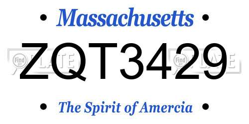 ZQT3429 Massachusetts License Plate