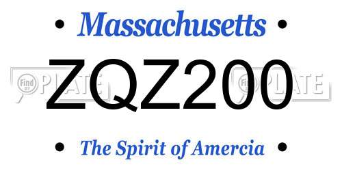 ZQZ200 Massachusetts License Plate