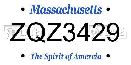 ZQZ3429 Massachusetts License Plate