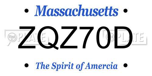 ZQZ70D Massachusetts License Plate