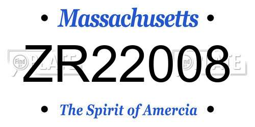 ZR22008 Massachusetts License Plate