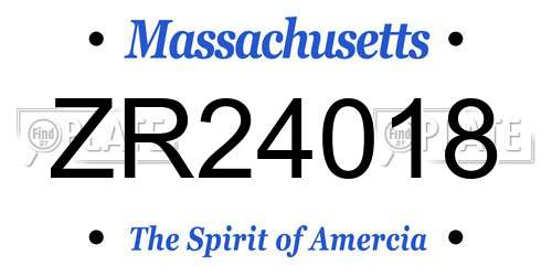ZR24018 Massachusetts License Plate