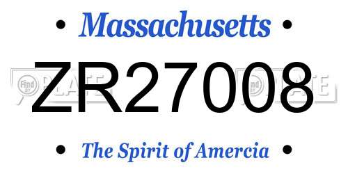 ZR27008 Massachusetts License Plate