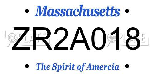 ZR2A018 Massachusetts License Plate
