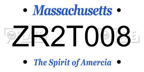 ZR2T008 Massachusetts License Plate