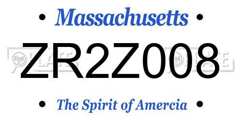 ZR2Z008 Massachusetts License Plate