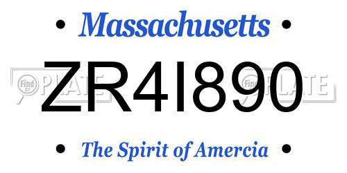 ZR4I890 Massachusetts License Plate