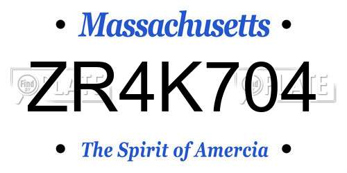 ZR4K704 Massachusetts License Plate