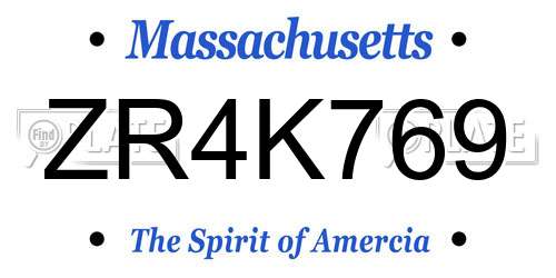 ZR4K769 Massachusetts License Plate