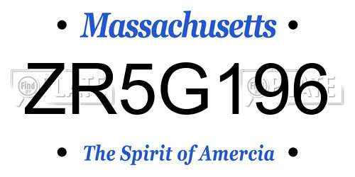 ZR5G196 Massachusetts License Plate