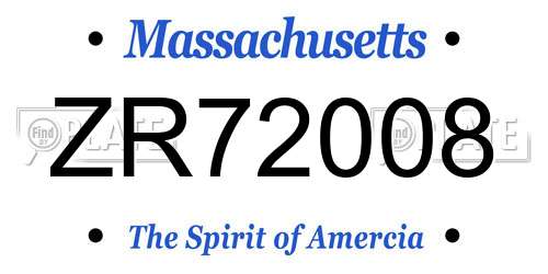 ZR72008 Massachusetts License Plate