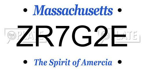 ZR7G2E Massachusetts License Plate