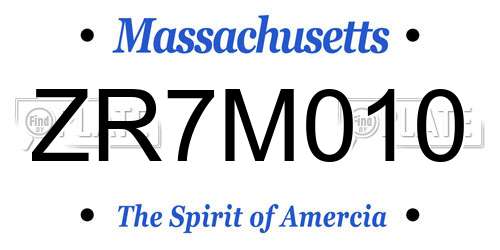 ZR7M010 Massachusetts License Plate