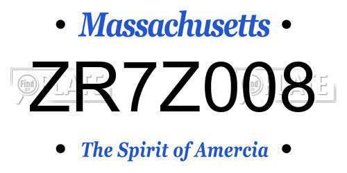 ZR7Z008 Massachusetts License Plate