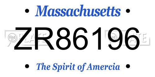 ZR86196 Massachusetts License Plate