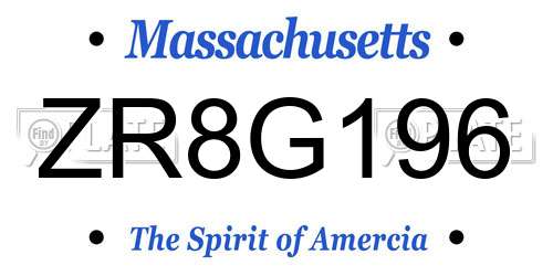 ZR8G196 Massachusetts License Plate