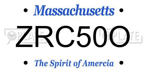 ZRC50O Massachusetts License Plate