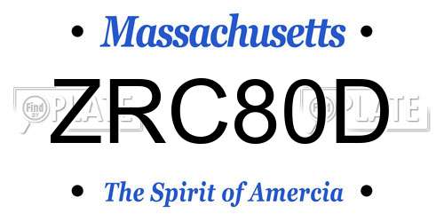 ZRC80D Massachusetts License Plate