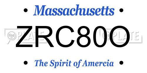 ZRC80O Massachusetts License Plate