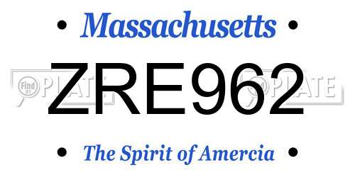 ZRE962 Massachusetts License Plate