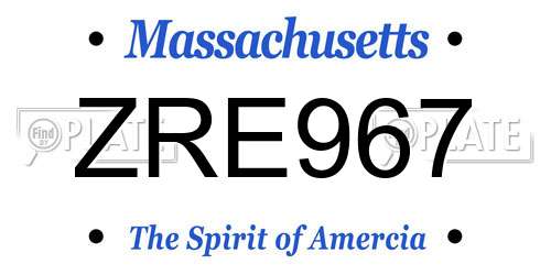 ZRE967 Massachusetts License Plate
