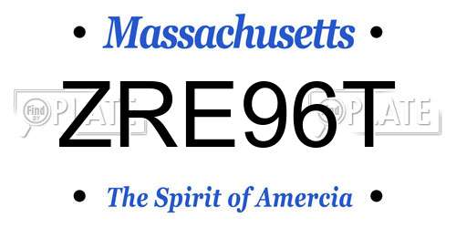 ZRE96T Massachusetts License Plate