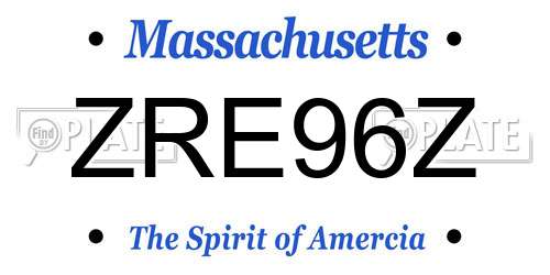 ZRE96Z Massachusetts License Plate