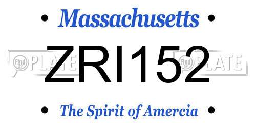 ZRI152 Massachusetts License Plate