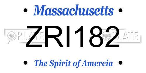 ZRI182 Massachusetts License Plate