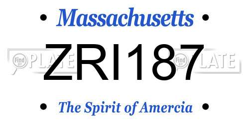 ZRI187 Massachusetts License Plate