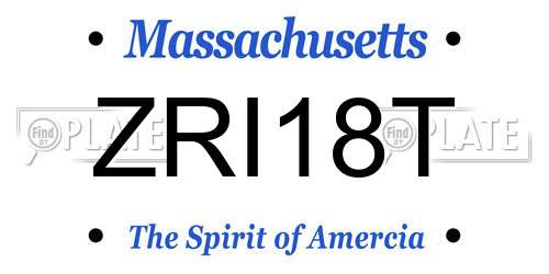 ZRI18T Massachusetts License Plate