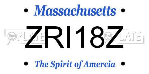 ZRI18Z Massachusetts License Plate