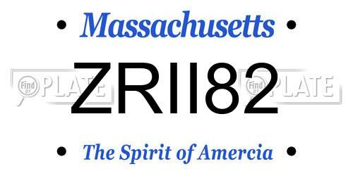ZRII82 Massachusetts License Plate
