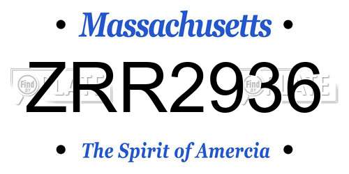 ZRR2936 Massachusetts License Plate