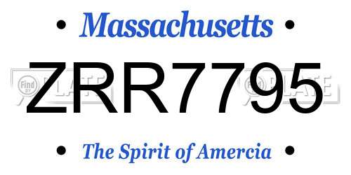 ZRR7795 Massachusetts License Plate
