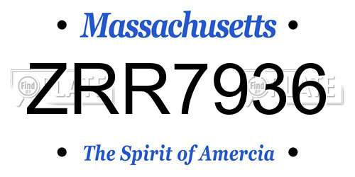 ZRR7936 Massachusetts License Plate