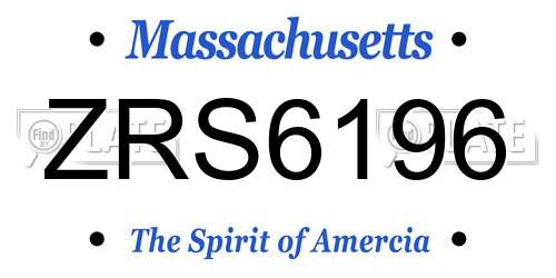 ZRS6196 Massachusetts License Plate