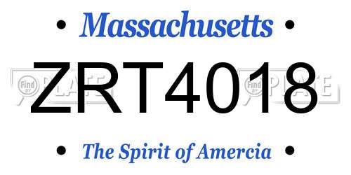 ZRT4018 Massachusetts License Plate